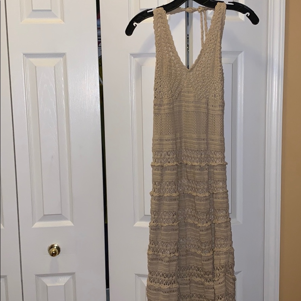 Long flowing floor length crochet dress Sz Lg